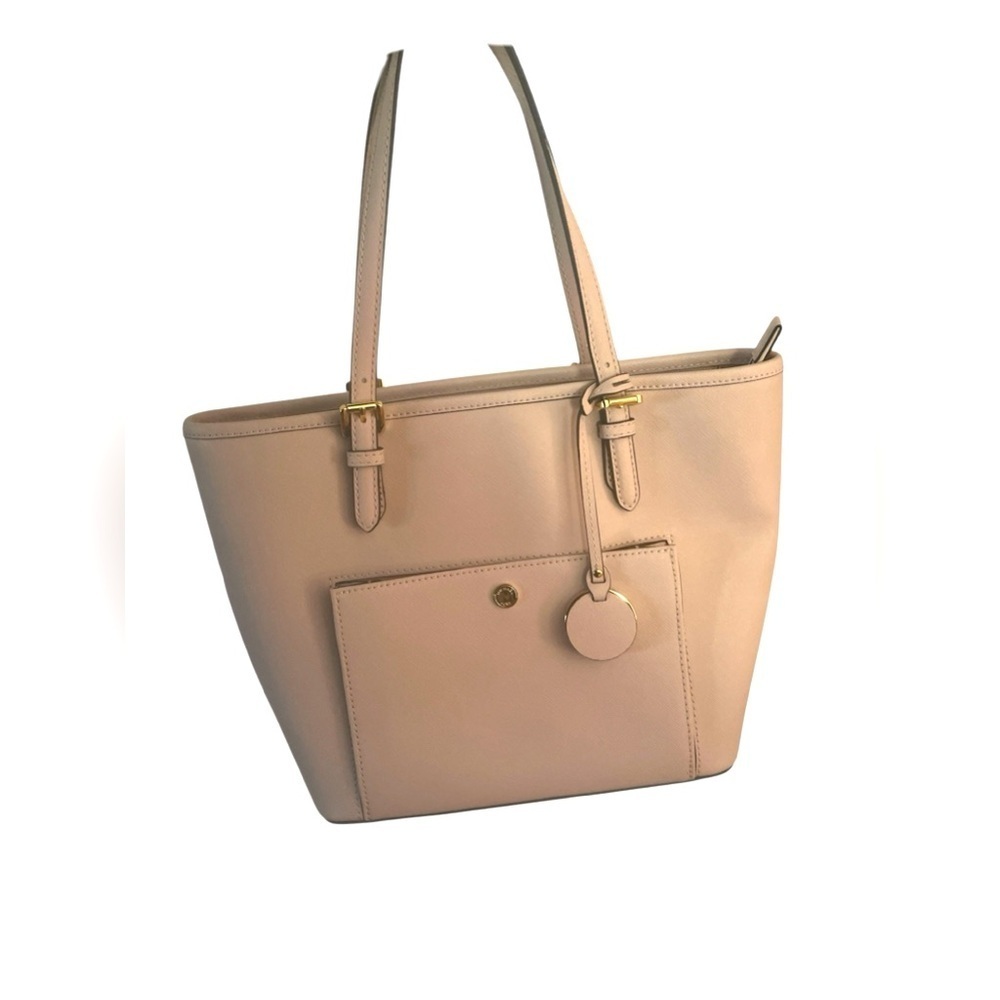 NWOT Michael Kors Ecru Cream Leather Jet Set Large Snap Pocket Tote Bag NEW - Picture 5 of 6